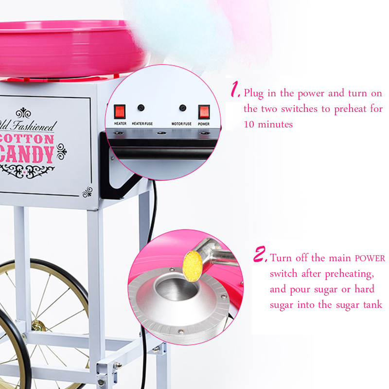 Commercial Cotton Candy Cart - Macchina per zucchero filato Macchina per