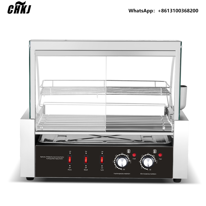 Hot Dog Roller Grill Commercial - Griglia Elettrica Professionale in Acciaio Inox