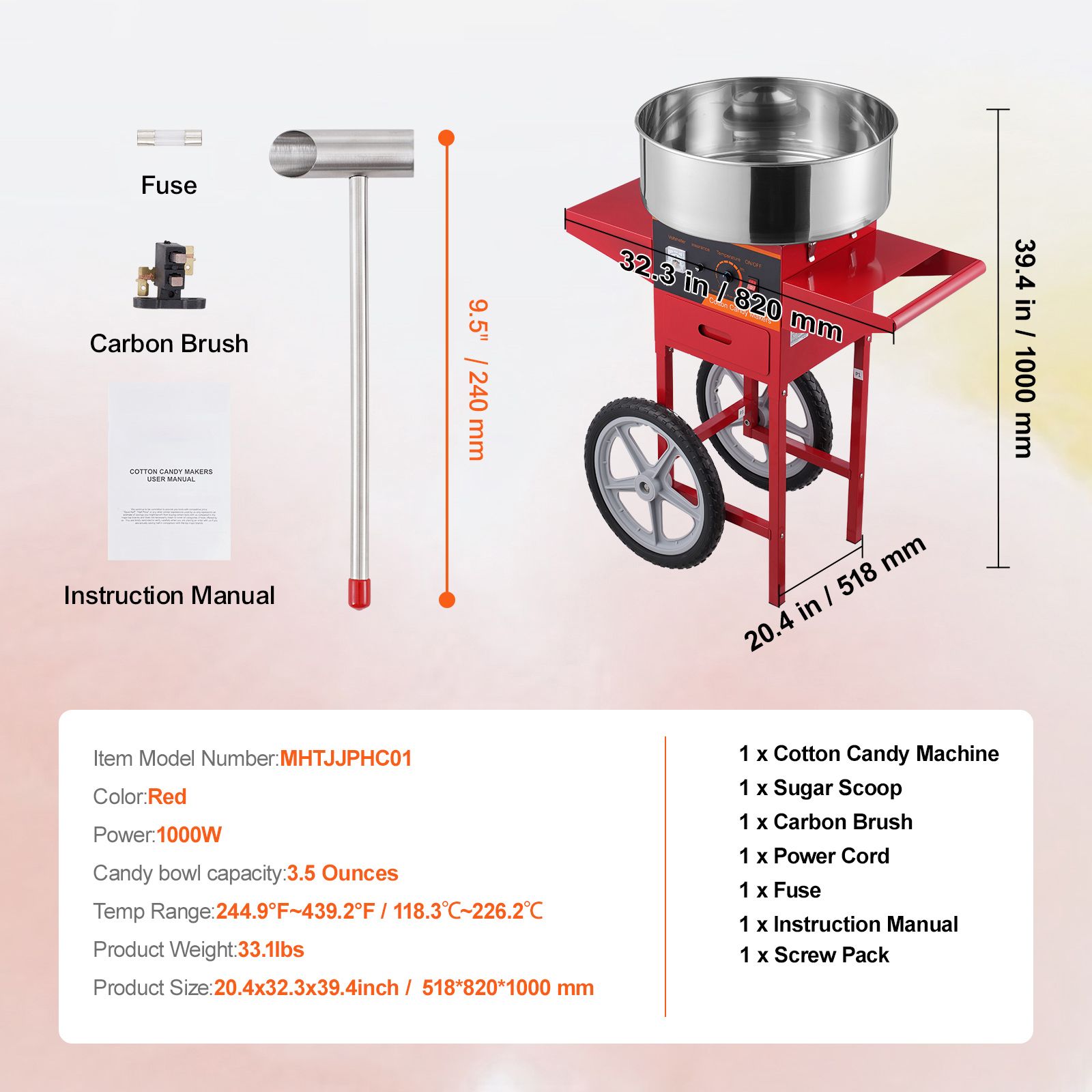 Macchina Elettrica per Zuccher - Commercial Cotton Candy Cart recensione e prezzo