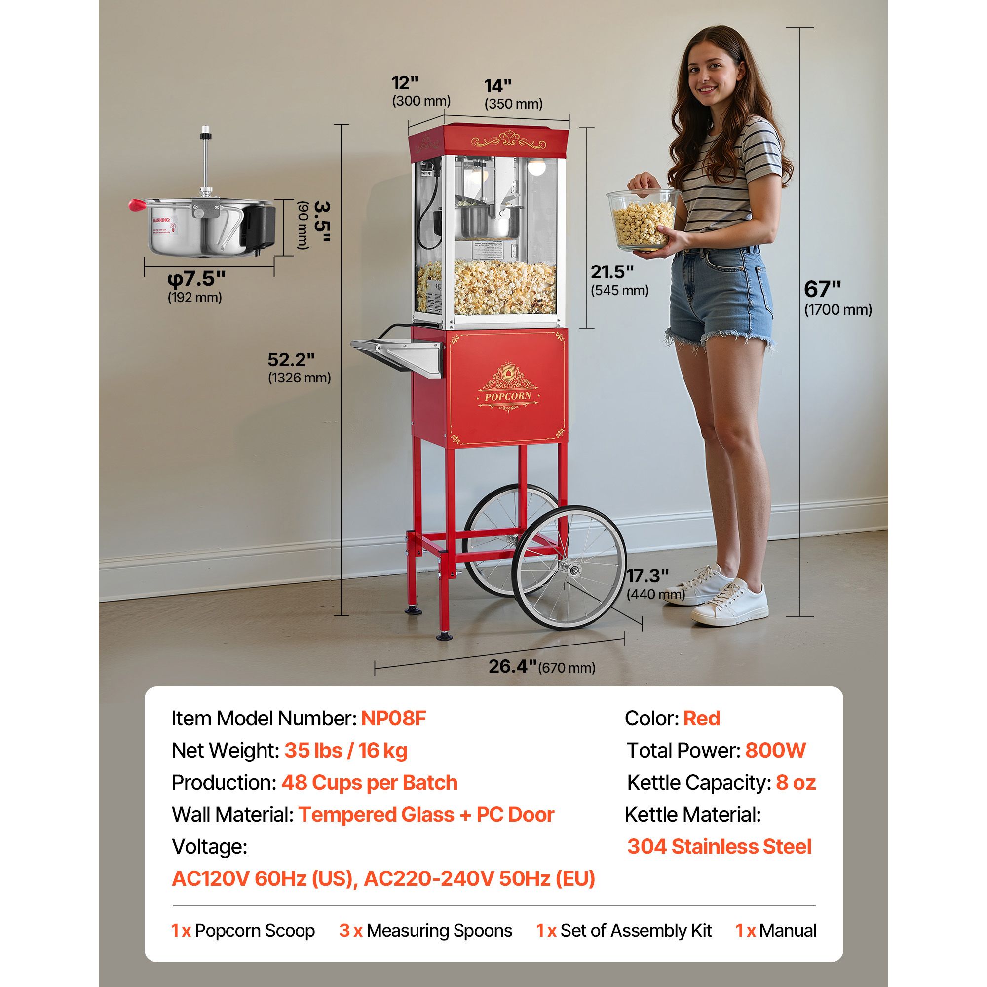 Macchina per Popcorn con Carre - Commercial Popcorn Machine 8Oz Kettle recensione e prezzo