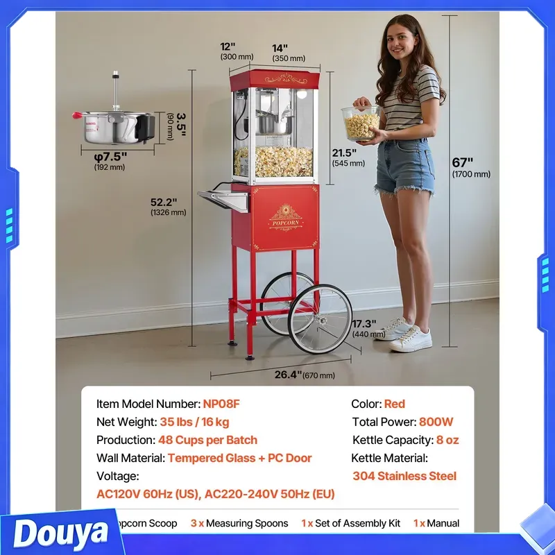Macchina per popcorn con carre - Commercial Popcorn Machine 8Oz Kettle recensione e prezzo